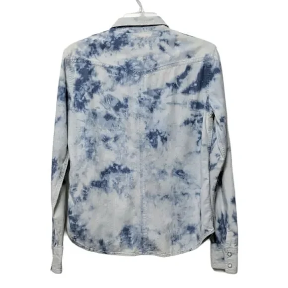 AEO Favorite Fit Acid Wash Snap Button Shirt M - Picture 6 of 8